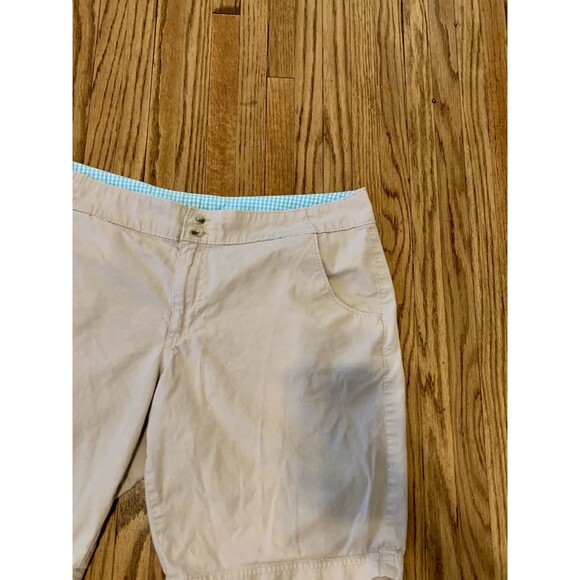 Columbia PFG Shorts Women 14 Khaki Chino Omni Shield Outdoor UV Long 10in Cotton - Picture 5 of 12